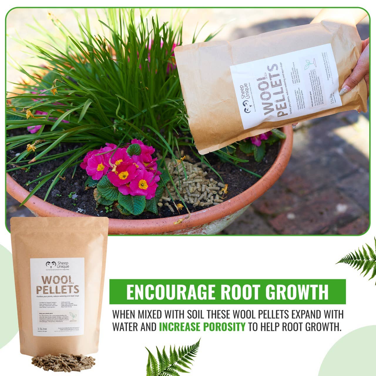 Garden Wool Pellets - Natural Fertiliser Eco, Peat-Free 3.5L