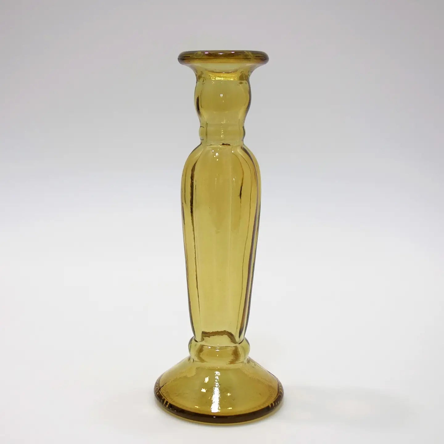 Recycled Glass Fluted Candle stick 22cm - Pink
