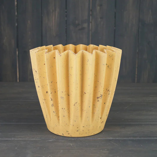 Earthy Terazo Yellow Corrugated Pot (19cm)