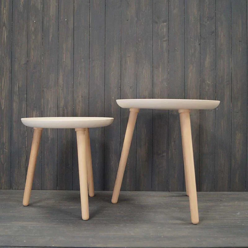 Set Of Two Earthy Oatmeal Chaff Side Tables