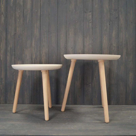 Set Of Two Earthy Oatmeal Chaff Side Tables