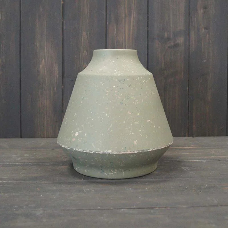 Earthy Sage Bamboo Terrazzo Skandi Vase 18cm