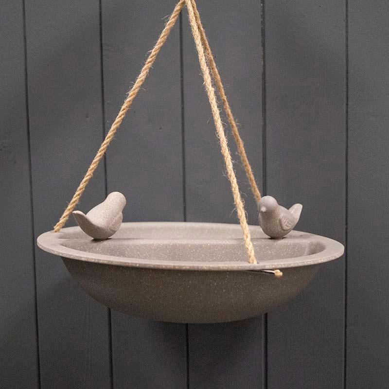 Earthy Straw Hanging Bird Bath and Feeder (27cm)