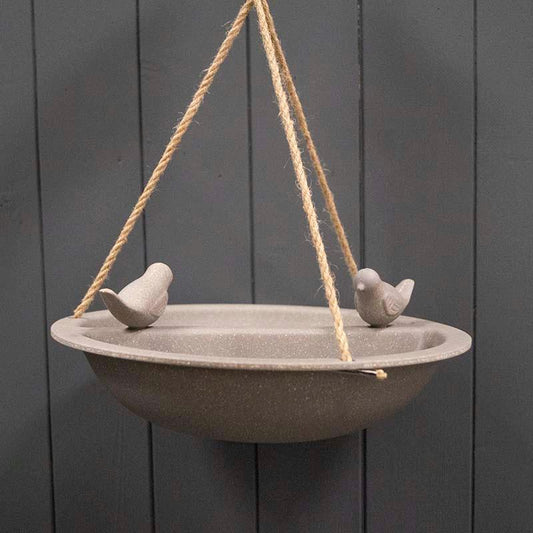 Earthy Straw Hanging Bird Bath and Feeder (27cm)