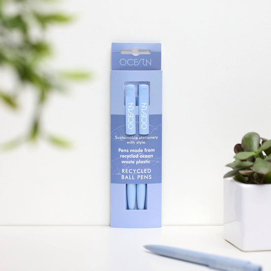 Pack of 2 Recycled Pens - Ocean Collection - Ocean Blue