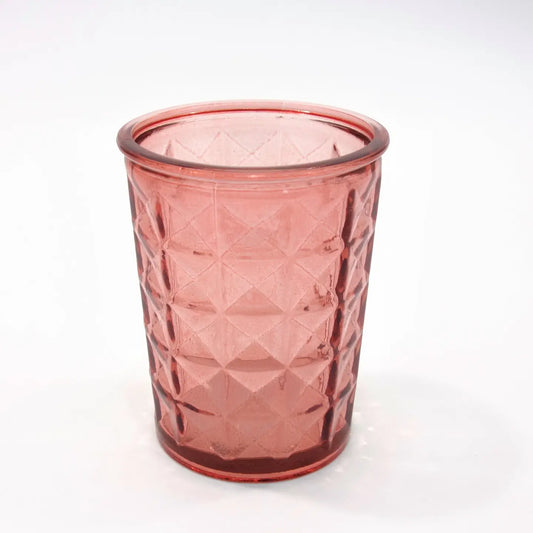 Recycled Glass Diamond Tumbler 375ml - Pink