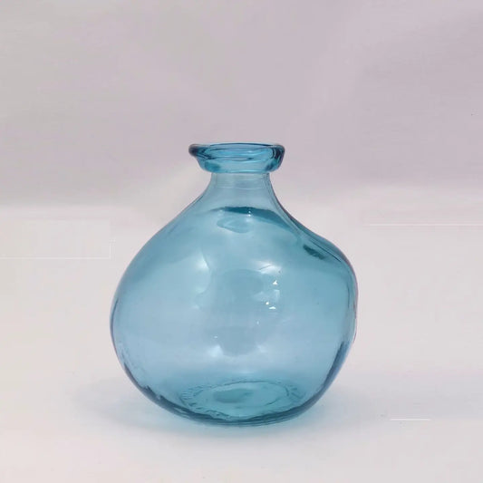 Recycled Glass Simplicity Blown Glass Vase 18cm - Light Blue