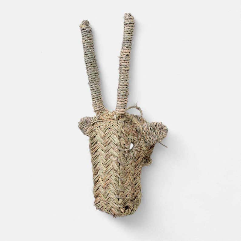 Handwoven Palm Leaf Antelope Wall Decor
