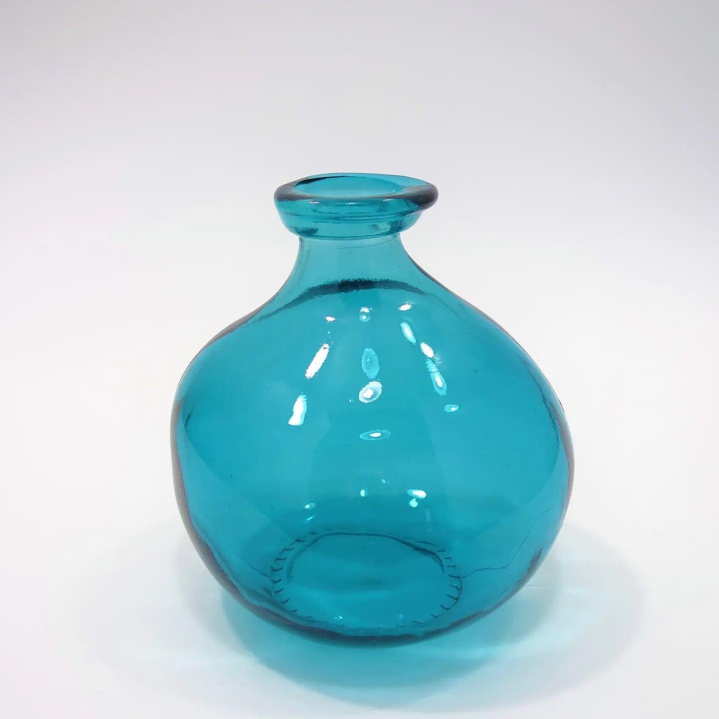 Recycled Glass Simplicity Blown Glass Vase 18cm - Petrol Blue