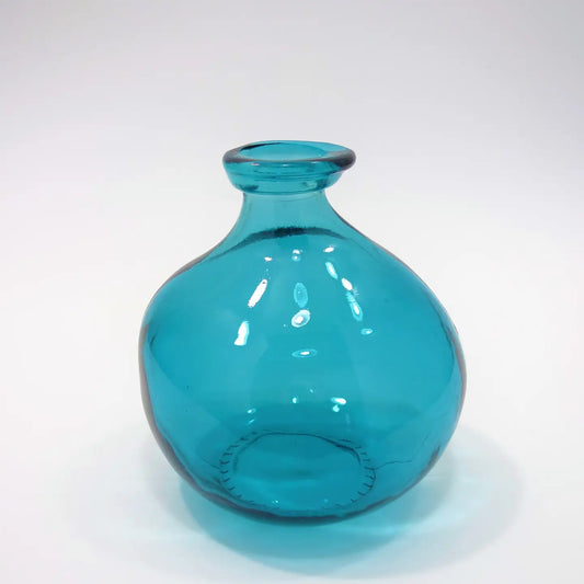Recycled Glass Simplicity Blown Glass Vase 18cm - Petrol Blue