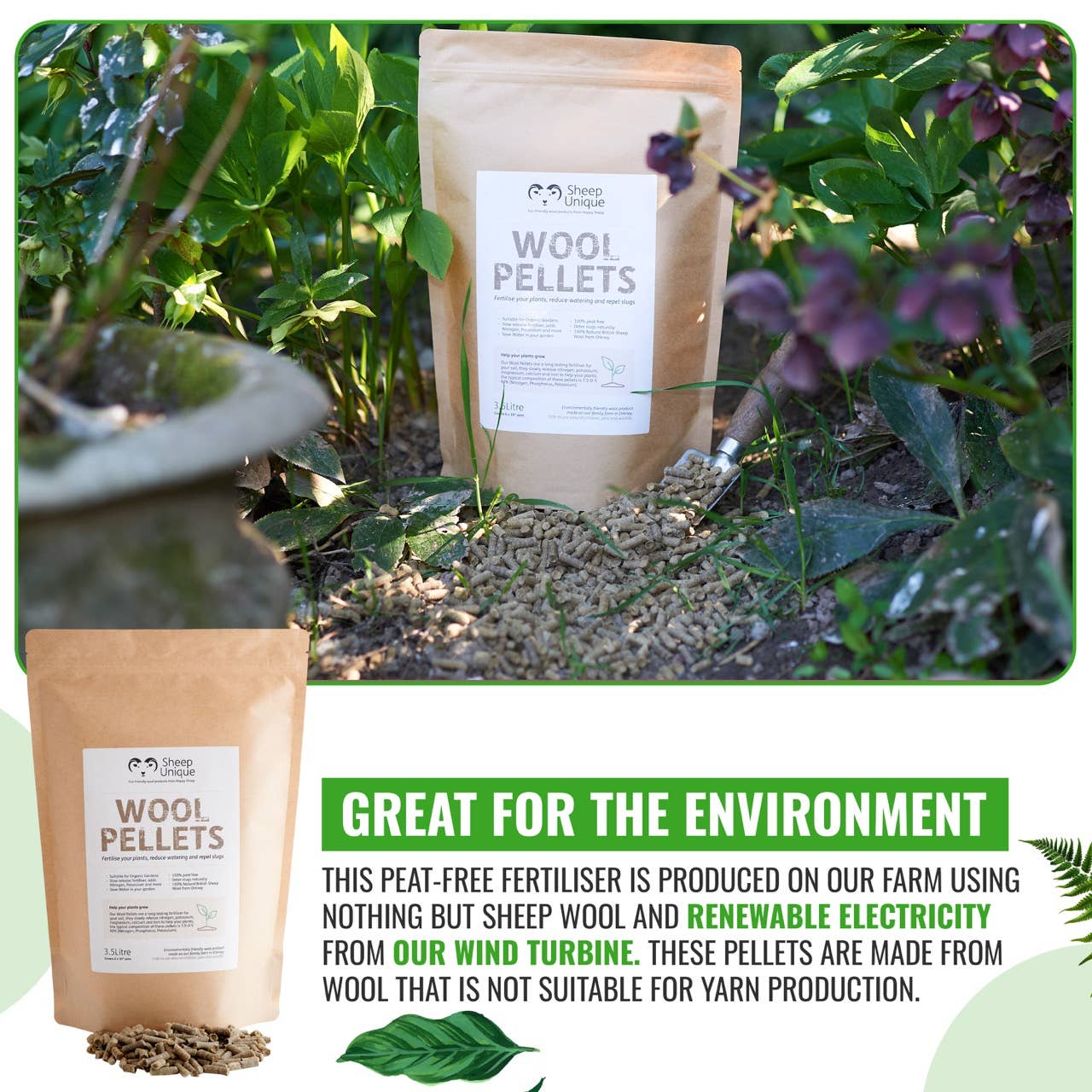 Garden Wool Pellets - Natural Fertiliser Eco, Peat-Free 3.5L