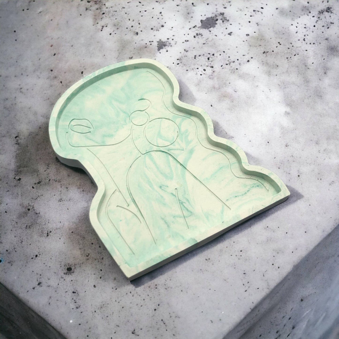 Handmade Jesmonite Body Tray - Green Marble
