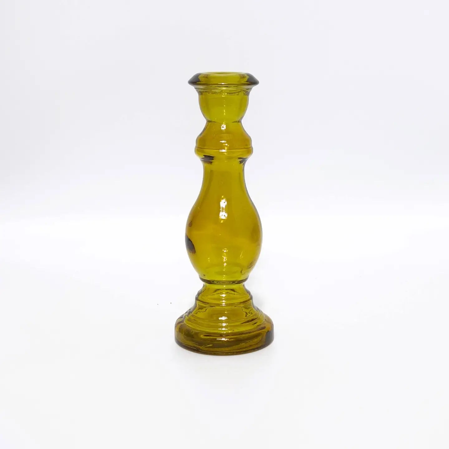 Recycled Glass Candle stick 20cm - Juniper Green