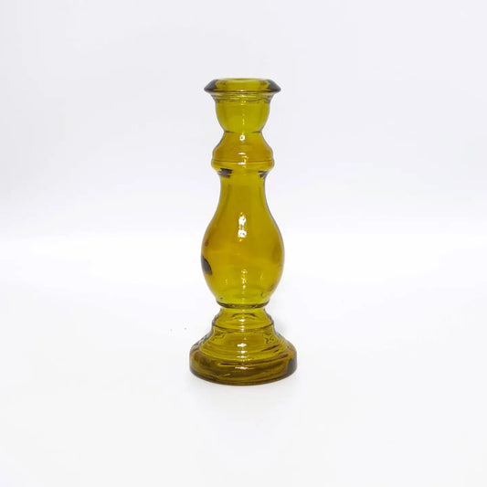 Recycled Glass Candle stick 20cm - Ochre