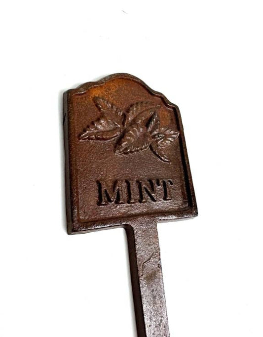 Rusted 'Mint' Cast Iron Herb Garden Planter Sign