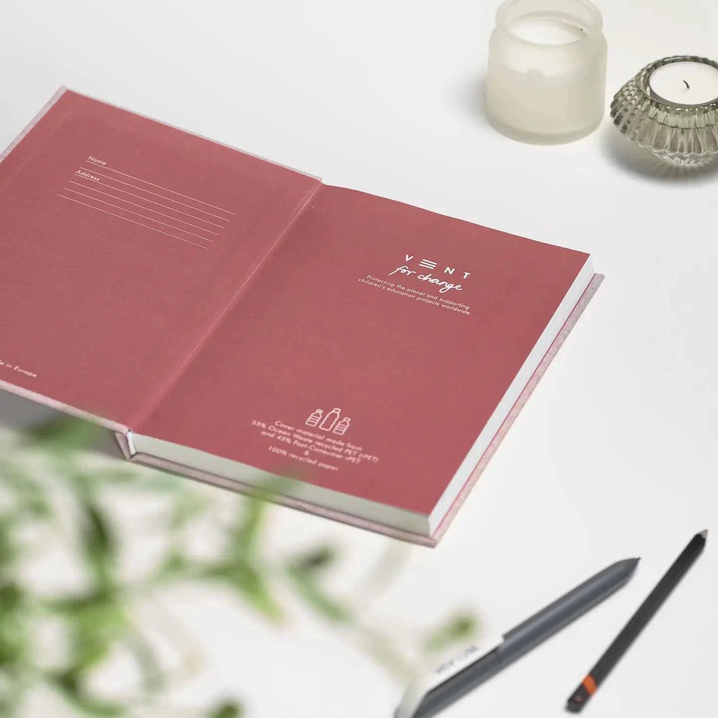 Notebook A5 Recycled Ocean Waste - Coral Pink