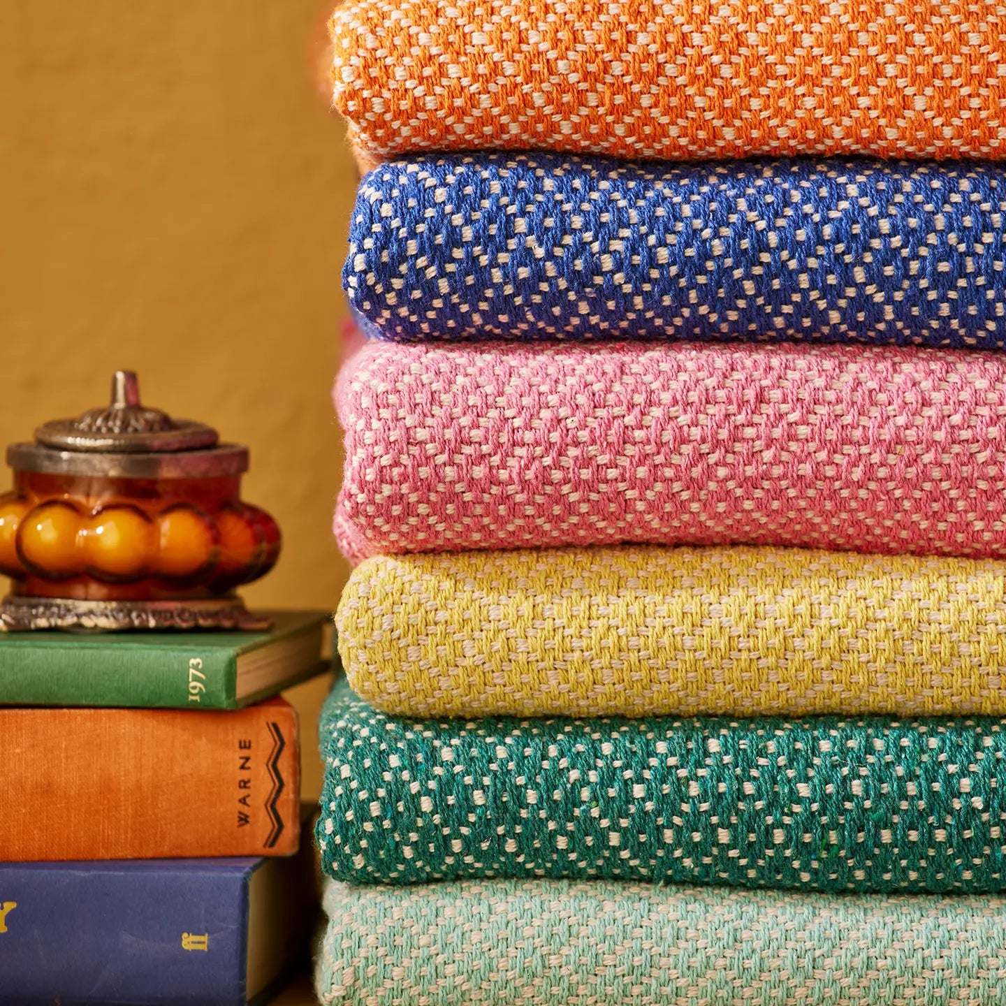 Rosalie Recycled Cotton Throw - Jade