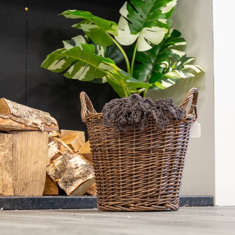 Round Log Basket With Ears
