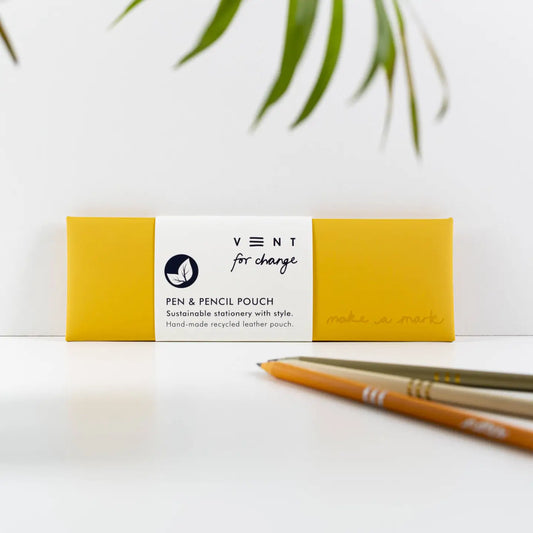 Pen / Pencil Pouch Recycled Leather - Reclaim - Yellow