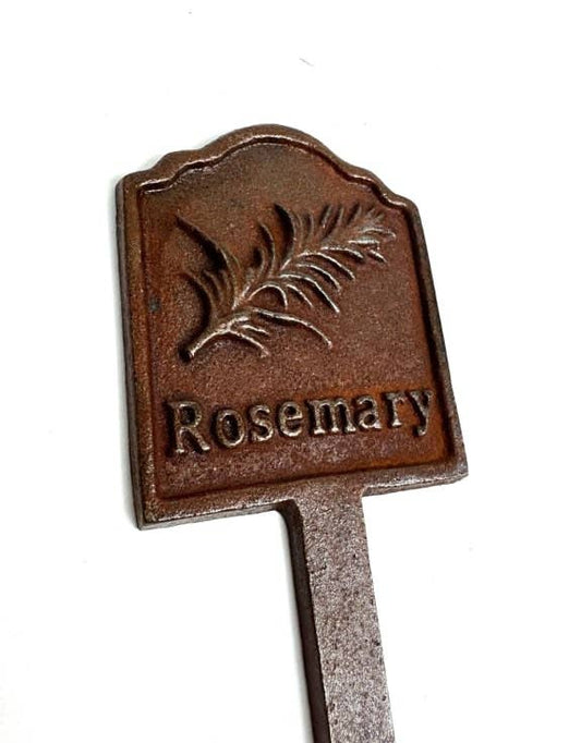 Rusted 'Rosemary' Cast Iron Herb Garden Planter Sign