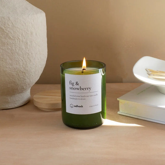 Fig & Snowberry Wine Bottle Candle - Green Glass