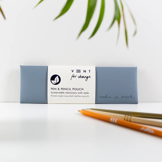Pen / Pencil Pouch Recycled Leather - Reclaim - Dusty Blue