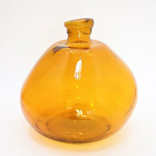 Recycled Glass Simplicity Blown Glass Vase Amber