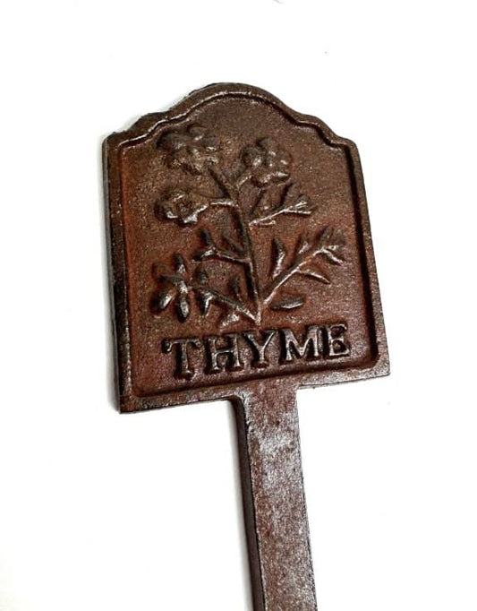 Rusted 'Thyme' Cast Iron Herb Garden Planter Sign