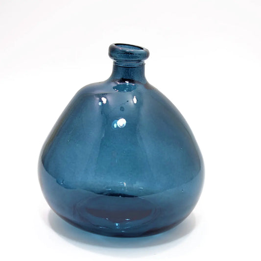 Recycle Glass Simplicity Blown Glass Vase - 23cm - Petrol Blue