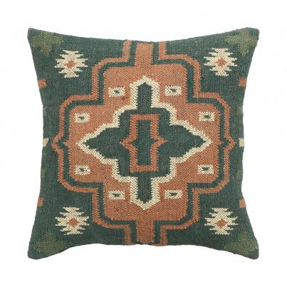 Kilim Flatweave Collection - Square Cushion - Green